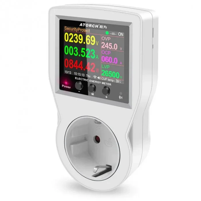 Смарт-вольтметр ATORCH S1 AC85-265V 16А EU з WiFi ЖКІ
