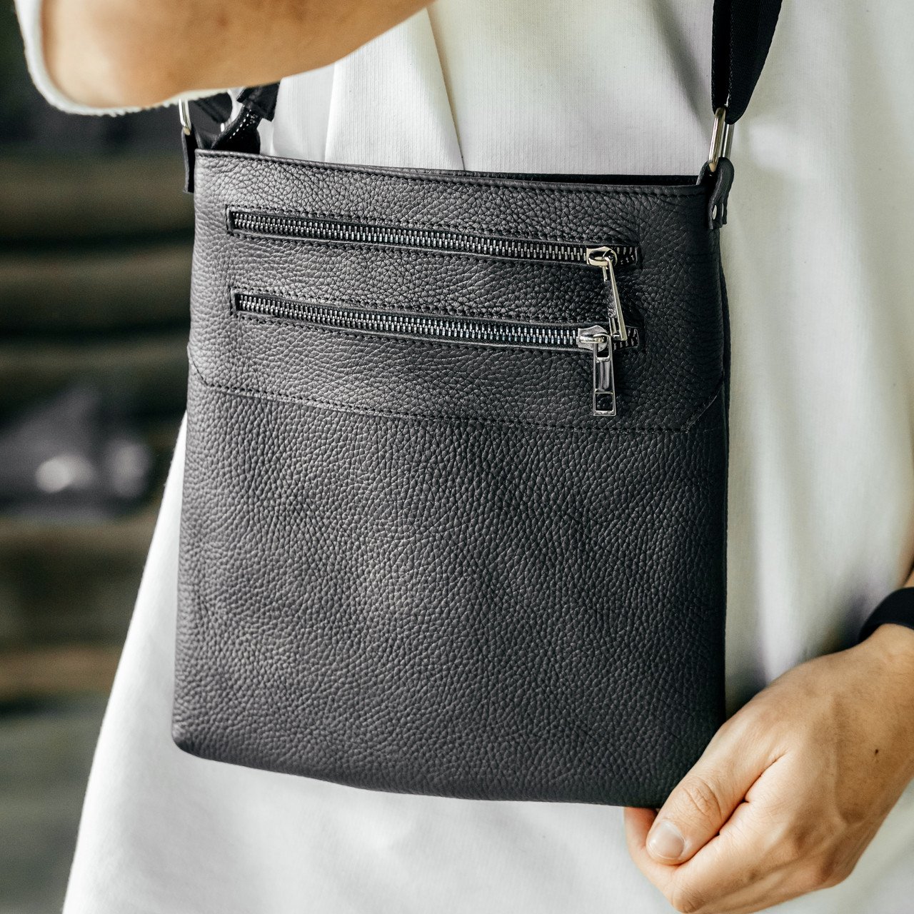 Чоловіча шкіряна сумка-планшет через плече Чикаго, чорна барсетка сумка месенджер ручної роботи з натуральної шкіри для документів