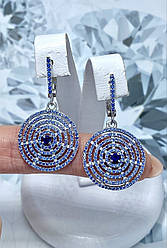 Сережки срібло 925 проби з синіми фіанітами "Лілу"