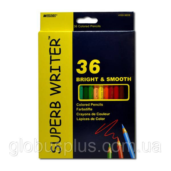Олівці кольорові 36 кольорів MARCO 4100-36CB Superb Writer, фото 1