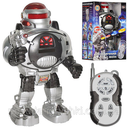 Робот M 0465 U/R на радіоуправлінні, стріляє дисками, світло, на батарейках, в коробці, 21-14-32см, фото 1
