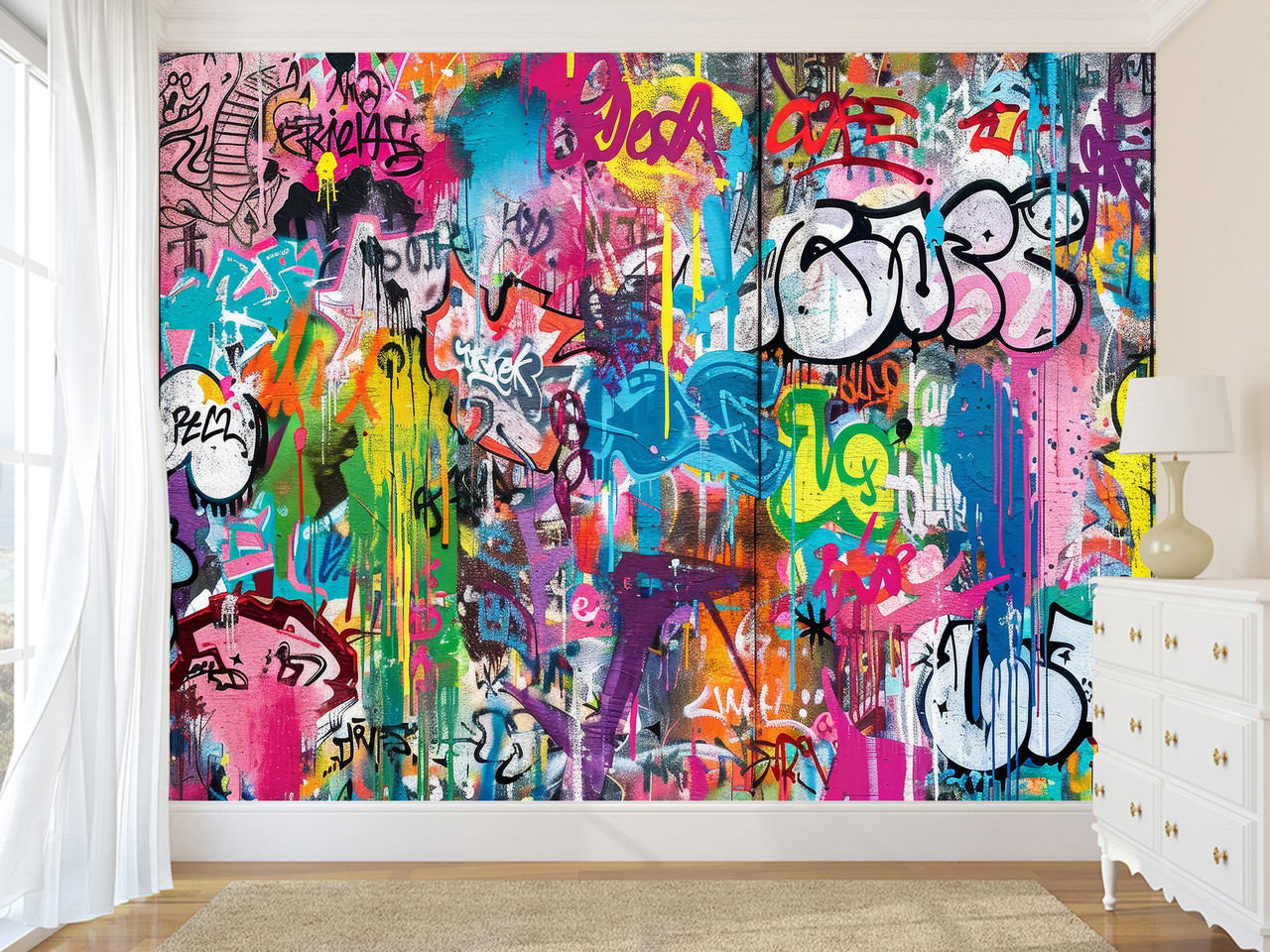 Самоклеюча плівка Oracal "Настінне графіті", декор для спальні, вітальні, дитячої кімнати, фото 1