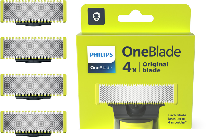 Сменные лезвия Philips OneBlade QP240/50 4шт. (лезвия филипс уан блейд ...
