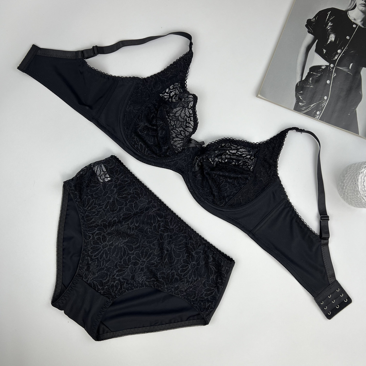 Комплект жіночої білизни великого розміру з мереживом, фото 1