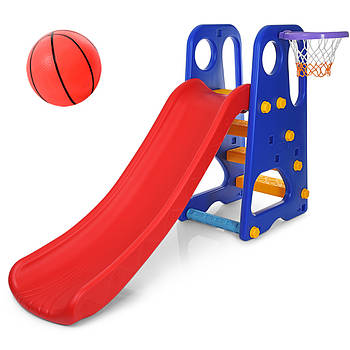 Переносна міцна дитяча гірка з баскетбольним кільцем та м'ячем Bambi YG2016-16-1 Кольорова