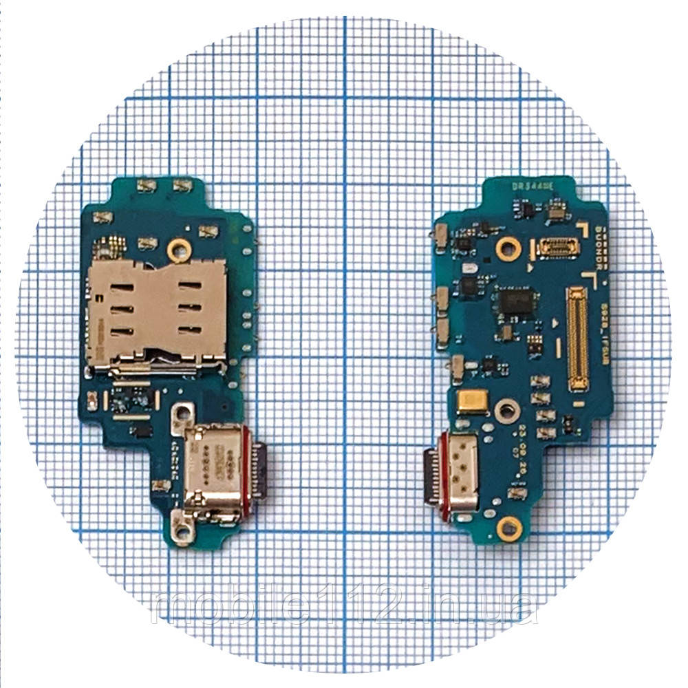 Шлейф Samsung Galaxy S24 Ultra S928 з роз'ємами Sim-карти, зарядки та мікрофоном - нижня плата оригінал Китай, фото 1
