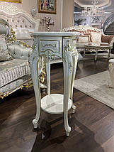 Підставка під квіти підлогова біла 100 см JOSS Аристократ-Б, дерев'яна стійка для одного горщика в класичному стилі, фото 3