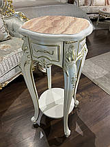 Підставка під квіти підлогова біла 100 см JOSS Аристократ-Б, дерев'яна стійка для одного горщика в класичному стилі, фото 2