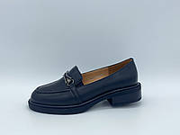 Чорні шкіряні туфлі на товстій підошві. Erisses. Маленькі розміри ( 33, 34, 35).