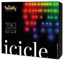 Гірлянда Smart LED Twinkly Icicle RGB 190 IP44 5м кабель прозорий Techno-Torba Гарант Якості