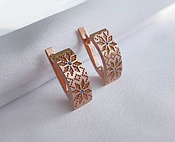 Сережки срібні в позолоті з синіми фіанітами "Срібло небес"