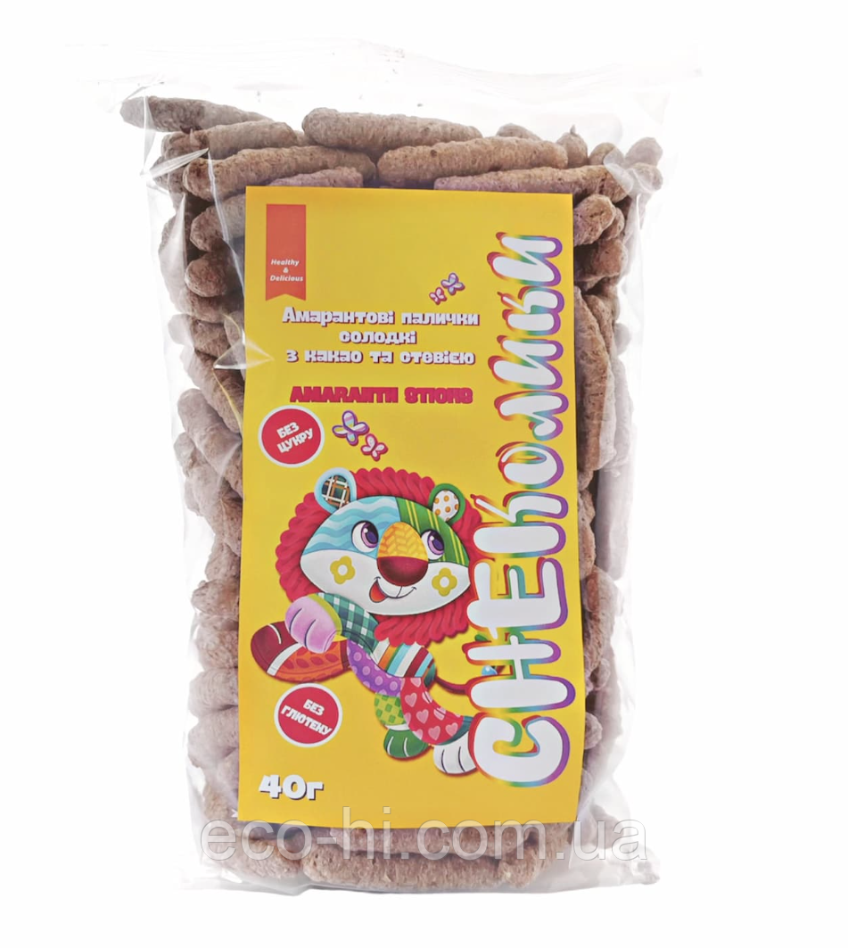 Снеколики амарантові палички солодкі з какао і стевією Healthy Generation