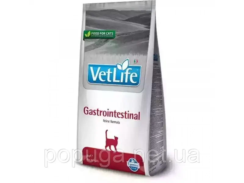Farmina (Фарміна) Vet Life Gastrointestinal сухий лікувальний корм для кішок при захворюванні ШКТ 2кг, фото 1