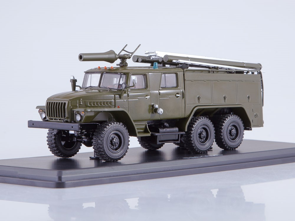 Модель Вантажівка Пожежний автомобіль АЦ-40 (Урал 43202) ПМ-102Б (хакі) | SSM, фото 1