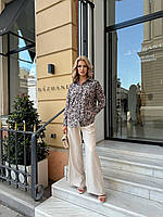 Жіноча літня сорочка «Зебра» з довгим рукавом (Розміри S,M,L), Мокко