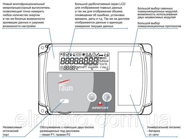 Новейший тепловычислитель FAUN - это точный и надежный вычислитель, предназначенный для измерения энергии в системах обогрева и охлаждения.