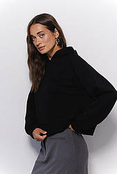 Жіноча укорочене однотонне худі з капюшоном