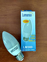 Лампа led Lemanso світлодіодна матова 7,5 Вт 600 Lm 4500 К, 6500 К Е27 свічка LM380