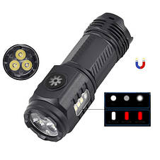 Ліхтар X-3L-3LED+3SMD(white+red), Li-Ion акум., індикація заряду, ЗУ Type-C, магніт, фото 4