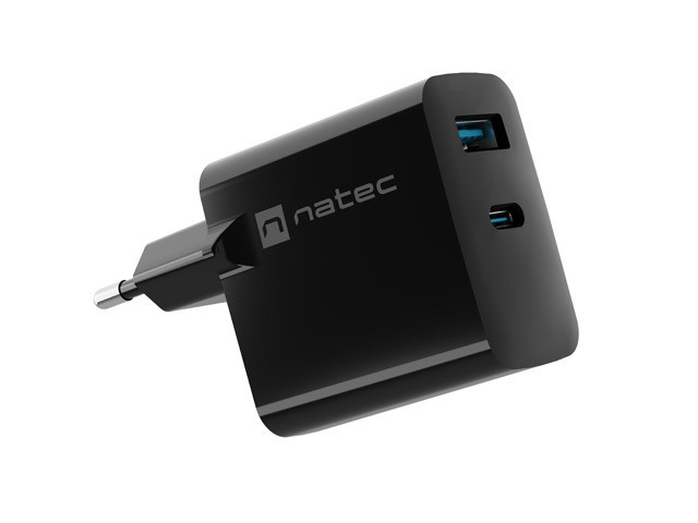Natec Ribera GaN 45W USB-A USB-C Black