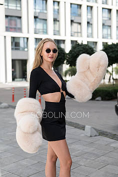 Великі рукавиці з песця фантазійний стиль