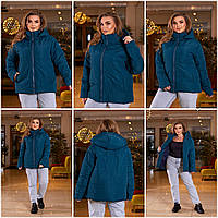 Жіноча осіння куртка з плащової тканини зі знімним капюшоном батал: 48-50, 52-54, 56-58, 60-62 - чорний, червоний, білий, оливка