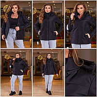 Жіноча осіння куртка з плащової тканини зі знімним капюшоном батал: 48-50, 52-54, 56-58, 60-62 - чорний, червоний, білий, оливка