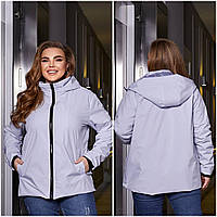 Жіноча осіння вітровка зі знімним капюшоном батал: 48-50, 52-54, 56-58, 60-62 - чорний, беж, блакитний, ментол