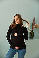 Гольф трикотажний для вагітних Чорний Гольф в'язаний для вагітних і годуючих Гольф в'язаний трикотажний