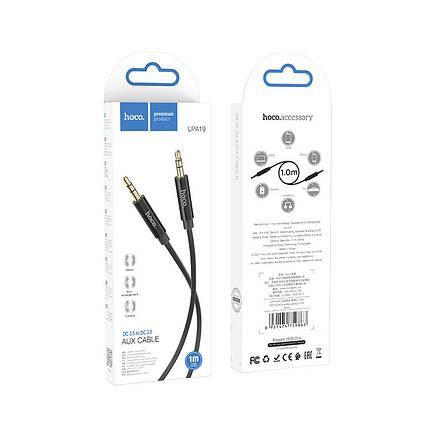 Перехідник audio cable Hoco для UPA19 AUX audio cable (L = 1M) Black, фото 3