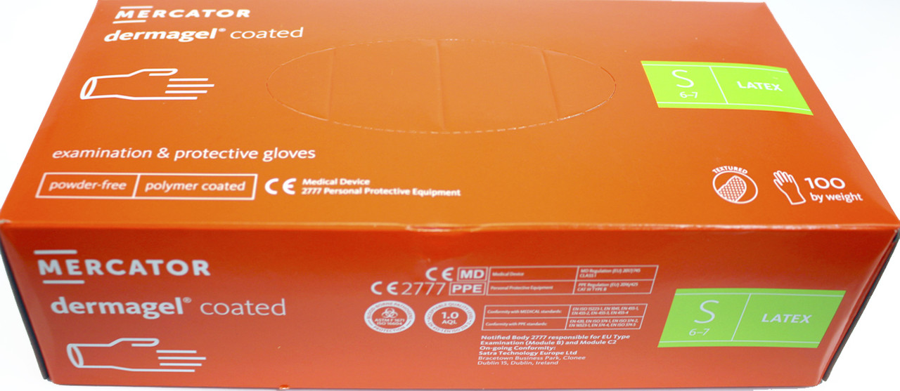 Рукавиці латексні "Dermagel coated" S нестерильні, не припудрені(100шт), фото 1