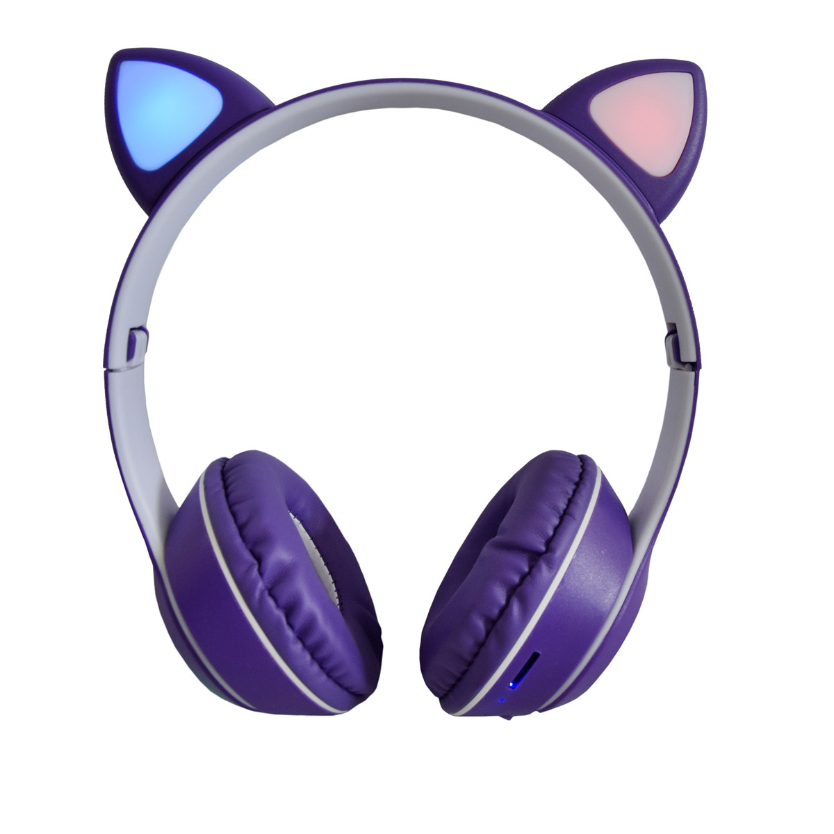 Бездротові навушники з вушками Headset MZ-023 Фіолетові, bluetooth навушники з підсвічуванням, фото 1