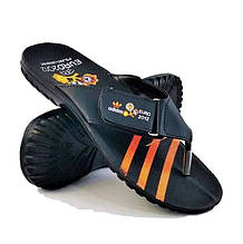 Чоловічі Шльопанці Тапочки Adidas Сланці В'єтнамки Адідас Чорні з Жовтогарячим (розміри: 40,41)