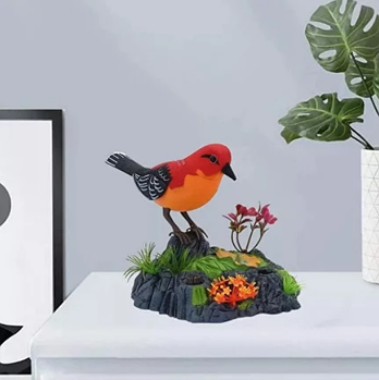 Декор для дому співочі птахи спрацьовують через датчик звуку працюють від 3-х батарейок типу АА помаранчевий