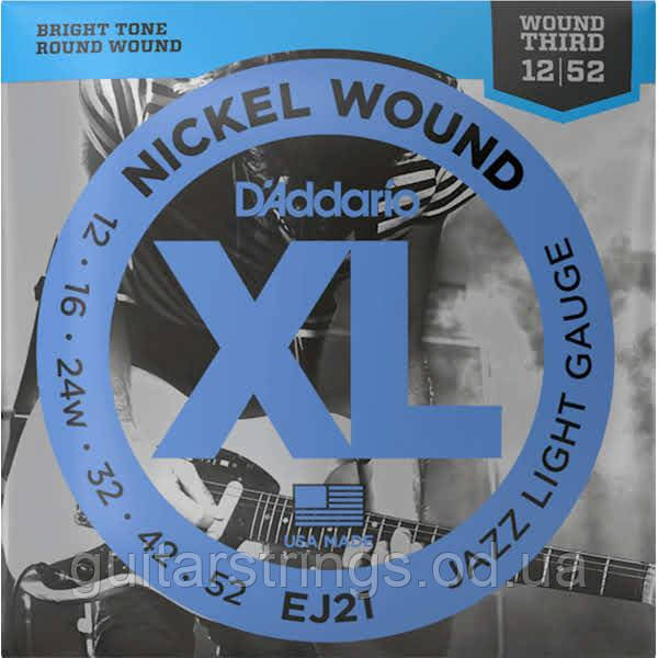 Струны D'Addario EJ21 Nickel Wound Jazz Light Wound Third 12-52