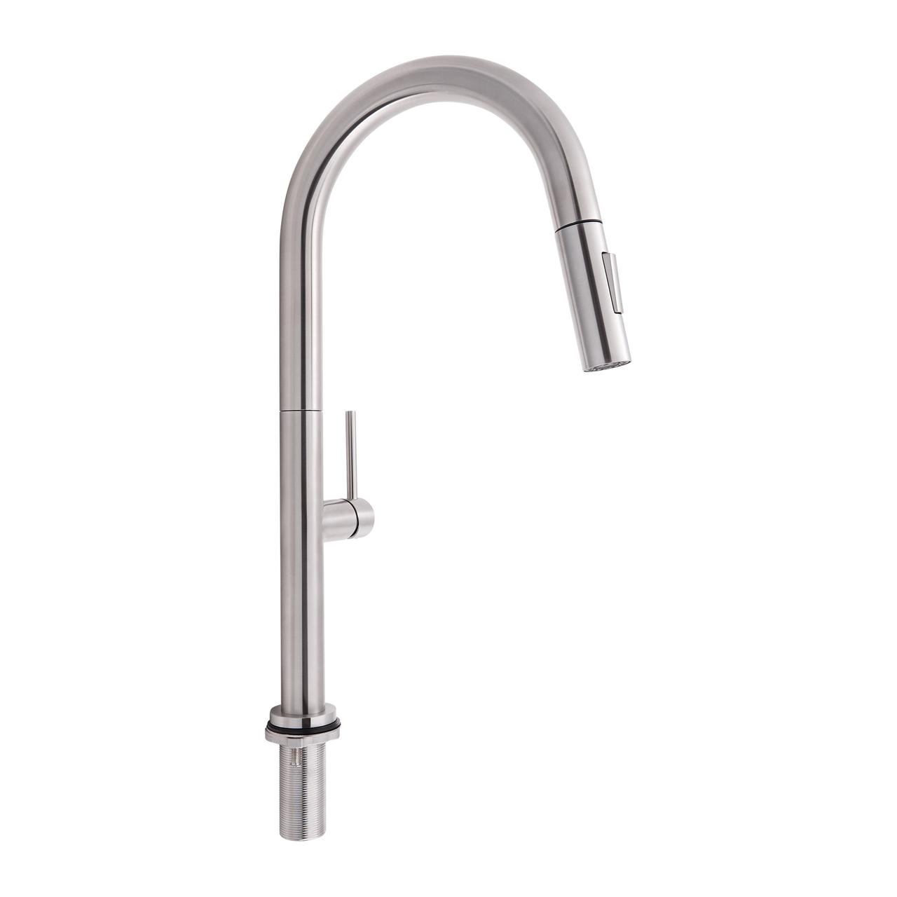 Змішувач для кухні Qtap Lenicka з висувним виливом QTLEN9138103UN Brushed Nickel PVD Techno-Torba Гарант Якості