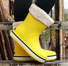 Жіночі Гумові Напівчоботи CROCS Жовті Чоботи Крокси Теплі Зимові (розміри: 36,37) — 8