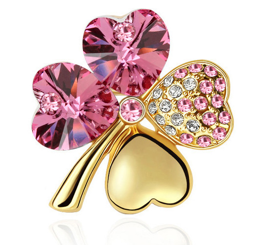 Брошка «Счастий листочок» рожевий, фото 1