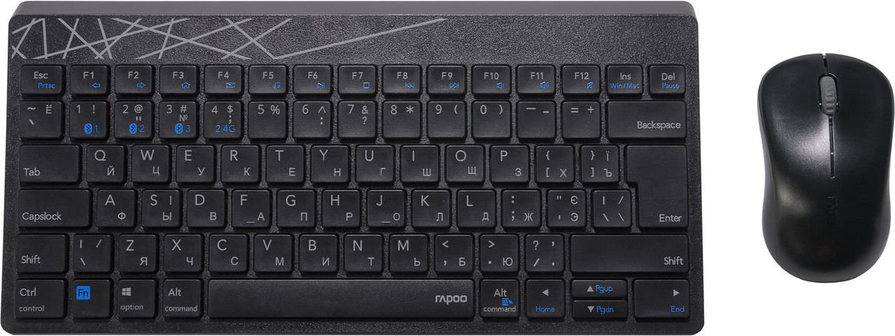 Комплект RAPOO 8000M Multi-mode Wireless Keyboard & Mouse black (19096), фото 1
