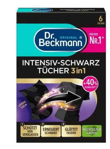 Серветки Dr. Beckmann 2 в 1 для оновлення чорного кольору та тканини 6 шт 4008455060811