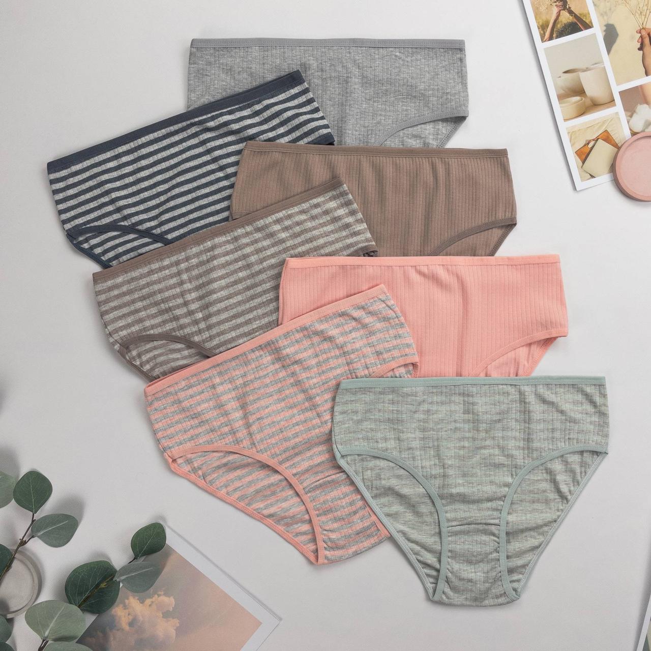 Труси жіночі в рубчик Nicoletta Туреччина тижневки 2XL | 7 шт., фото 1