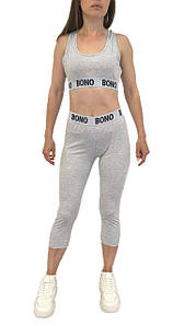 Bono Топ + Лосини жіночі 950119 світло-сірі на світлій резинці