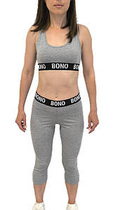 Bono Топ + Лосини жіночі 950119 темно-сірі на чорній резинці