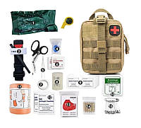 Тактическая аптечка IFAK 15 первой помощи при травмах, походная портативная медицинская сумка цвет хаки