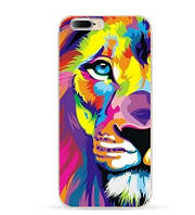Чехол накладка с картинкой (силикон) для Iphone 7 Plus Разноцветный лев