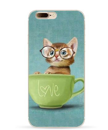 Чохол накладка з картинкою (силікон) для Iphone 7 Plus Кіт у чашці
