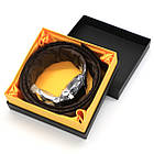 Чоловічий ремінь з натуральної шкіри, 125см, Bison, Чорний / Поясний ремінь шкіряний / Ремінь з двома язичками, фото 10