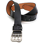 Чоловічий ремінь з натуральної шкіри, 125см, Bison, Чорний / Поясний ремінь шкіряний / Ремінь з двома язичками, фото 9