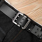 Чоловічий ремінь з натуральної шкіри, 125см, Bison, Чорний / Поясний ремінь шкіряний / Ремінь з двома язичками, фото 5