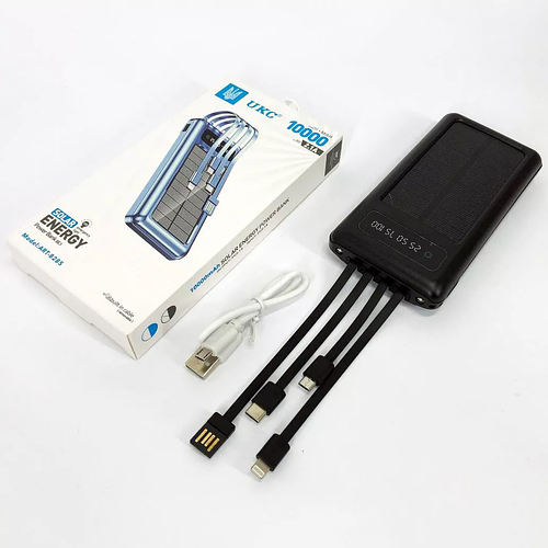 Повербанк 10000 mah 5V - 2.1A з сонячною панеллю, powerbank 10000 ...
